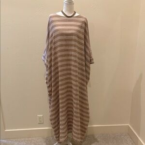 Striped Beige & Cream Maxi Dress - Relaxed Women’s Dress